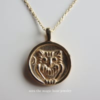ふくろうのコインチャームネックレス　ゴールド　K18 gold owl coin 【受注生産】