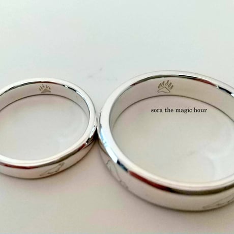 silver925　シロクマ好きさんのペアリング　しろくま刻印マリッジリング　結婚指輪　結婚記念日【受注生産】