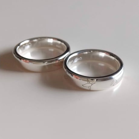 silver925　ペンギン好きさんのおそろいリング　ペンギン刻印マリッジリング　ペアリング【受注生産】