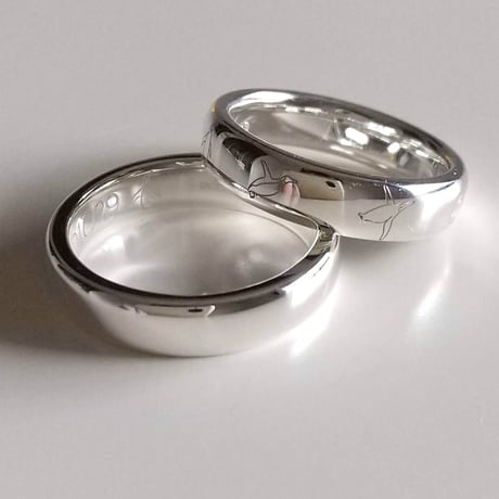 silver925　ペンギン好きさんのおそろいリング　ペンギン刻印マリッジリング　ペアリング【受注生産】