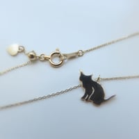 ネコシルエット　K10 ネックレス「座り」Cat silhouette necklace