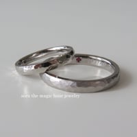 結婚指輪　鎚目ペアリング　K18ホワイトゴールド　【受注生産】