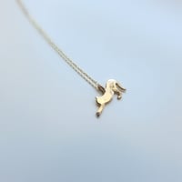 ネコシルエット　K10 ネックレス「のびのび」Cat silhouette necklace