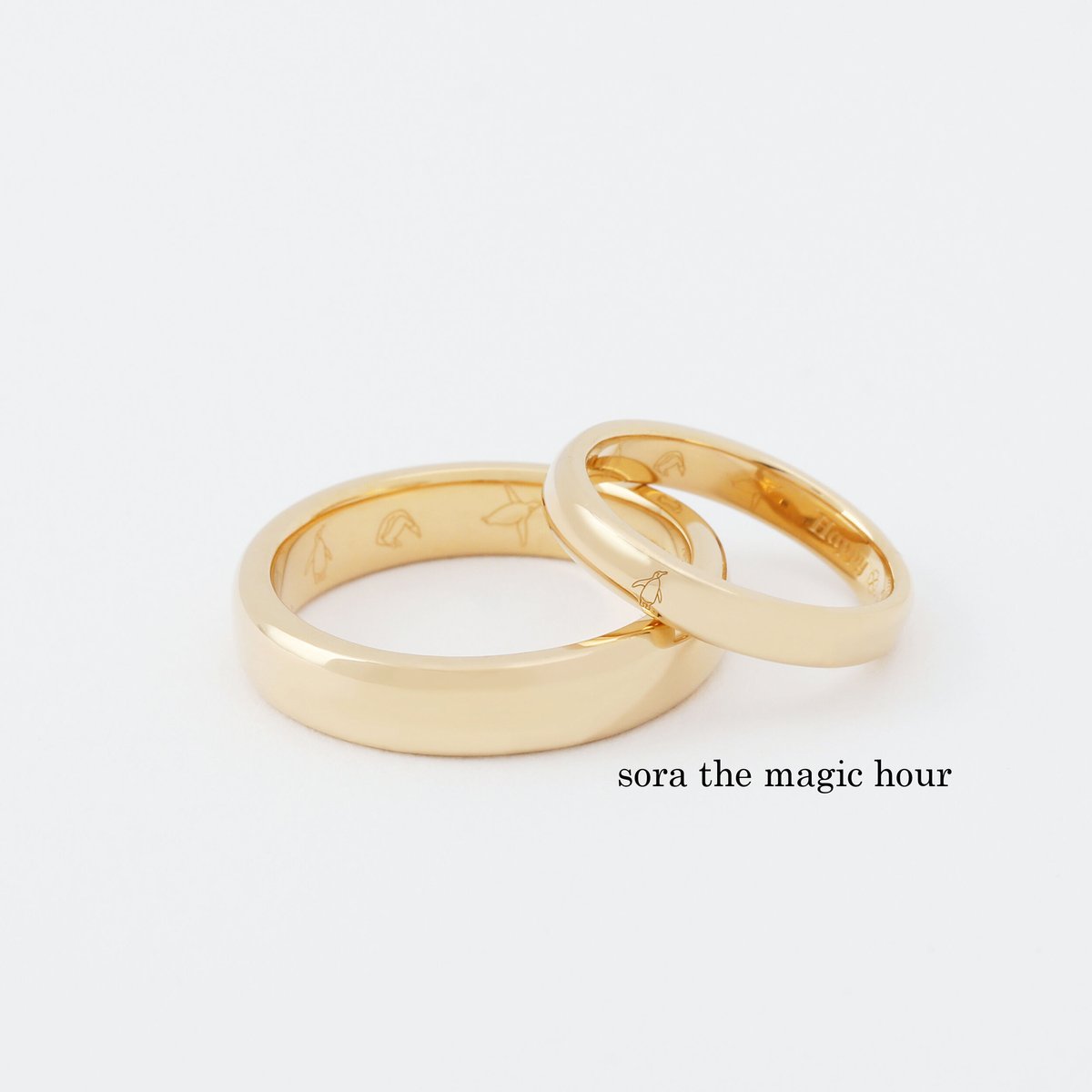 K18ゴールド ペンギン好きさんの結婚指輪 ペンギン刻印マリッジ