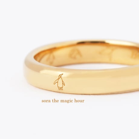 K18ゴールド　ペンギン好きさんの結婚指輪　ペンギン刻印マリッジリング　ペアリング【受注生産】