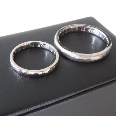 結婚指輪　鎚目ペアリング　K18ホワイトゴールド　【受注生産】