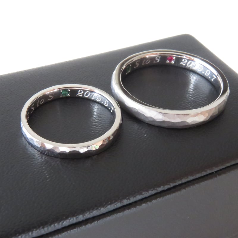 結婚指輪 鎚目ペアリング K18ホワイトゴールド 【受注生産】 | sora