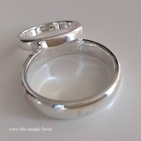 silver925　シロクマ好きさんのペアリング　しろくま刻印マリッジリング　結婚指輪　結婚記念日【受注生産】