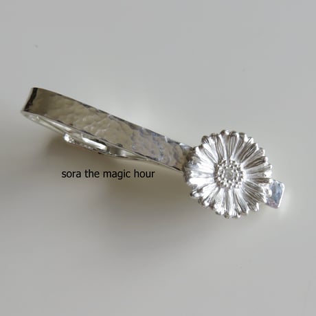 ガーベラタイピン　クリップタイプ　 Lサイズ　花言葉「希望」「前向き」11月誕生花　Silver925　【受注生産】