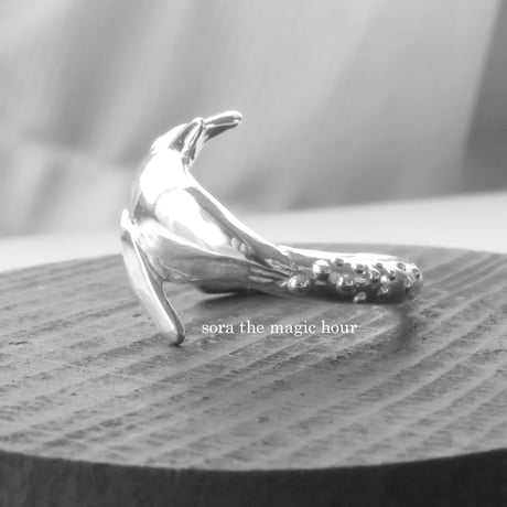 泳ぐ皇帝ペンギンのフリーリング　ペンギン大好き　ボリューミーリング　Emperor penguin ring