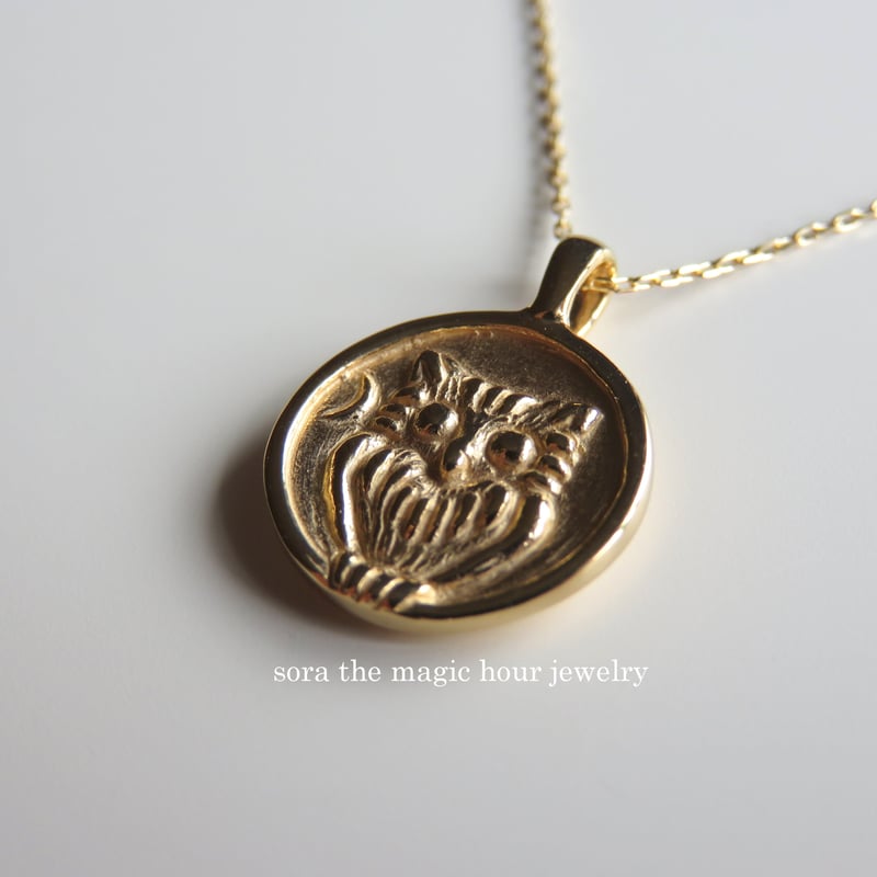 ふくろうのコインチャームネックレス ゴールド K24 gold owl ふくろうのコインチャームネックレス ゴールド K24 gold owl