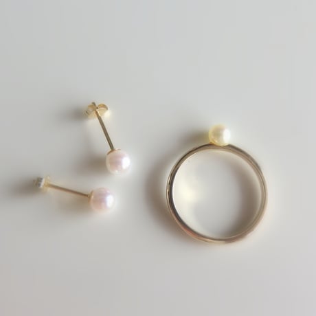 Baby pearl earring　一粒アコヤ真珠ピアス 4mm　K18【受注生産】