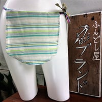 ふんどし女子【くノ一緑縞柄】  Shinobi Ladies Samurai Underwear “Kunoichi” Green Stripe01