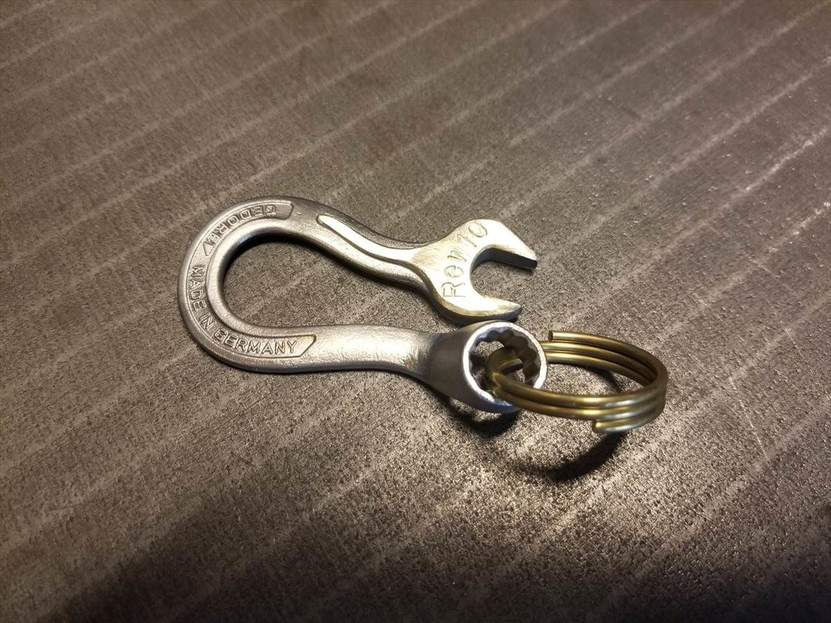 真鍮製カラビナ レンチフック キーリング キーフック ブラス 【正規逆