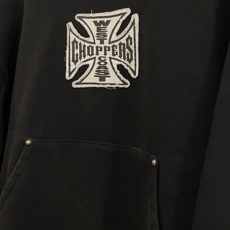 West Coast Choppers/ Cut Off Hoodie "Vintage BLACK" (SET UP)
