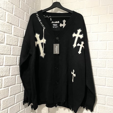 Mismatch NYC/ Cross  knit cardigan BLACK