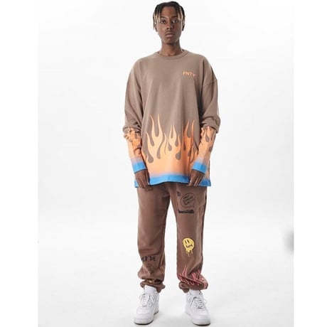 FNTY/Flying FLAME Sweat pants Neon Yellow