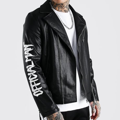 BOOHOO /Paint Art SMILE Biker Jacket