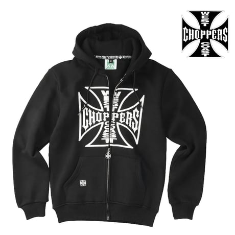 West Coast Choppers/ W.C.C embroid Zip Up Hoodie "BLACK"