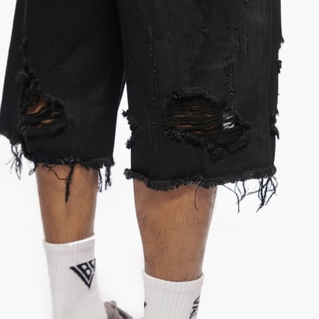 VALABASAS / Snapped Denim Shorts "Black Wax"