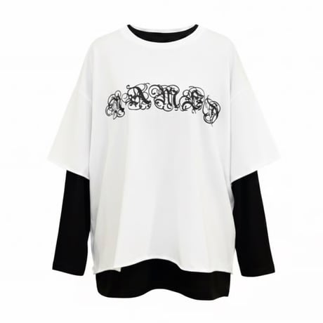 SUBLIMATION/ Embroid Oversize Longsleele Tee (SET UP) WHITE