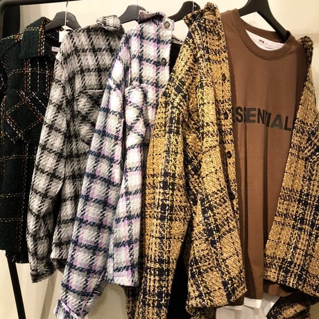 EPTM/Tweed Heavy Flannel shirt "White✖︎Black"