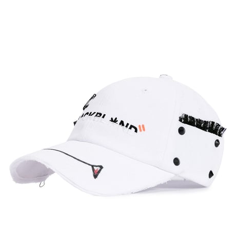 BLACK BLOND/Smile halloween CUSTOM CAP  WHITE
