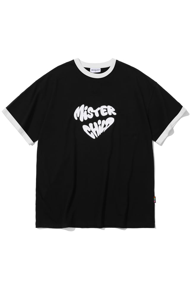 MISTER CHILD★韓国★男女兼用 HEART BEAT T-SHIRTS BLACK COMBI MISTERCHILD/ Heart Beat Tshirts 