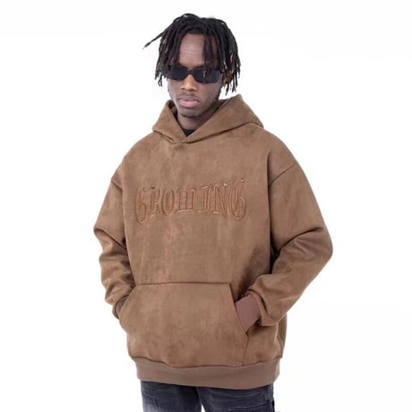 WOSS.official/ Oversized  Suede Hoodie BROWN