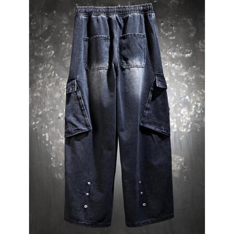 By The R/ Snap Wide Cargo Denim  BLACK