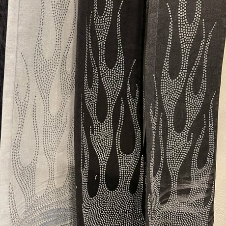 RockStar Original / Flame Rhinestone Flare denim "Wash Black"