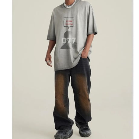 Mismatch NYC/077  Tee "GRAY&BROWN"