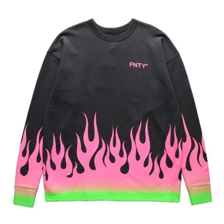 FNTY/Flying FLAME Crewneck FADED BLACK