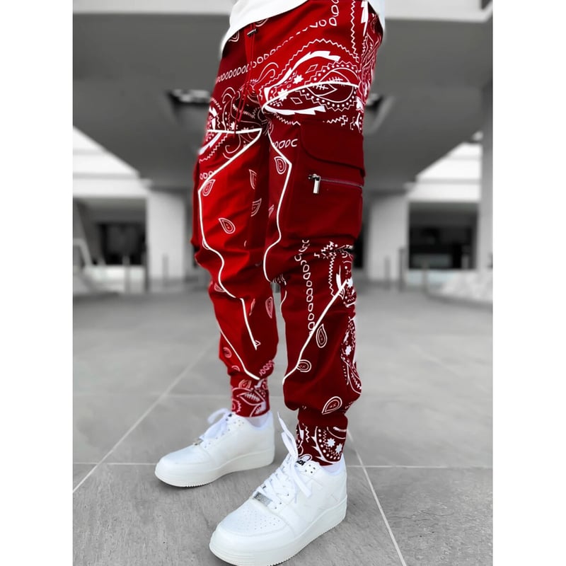 【希少】GUAPI Limited Drop 総柄 フリンジ カーゴパンツ GUAPI/ Paisley cargo pants V2 ”Blood RED” | BIN
