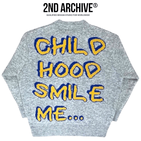 2nd archive/ Smile lettering knit "Gray"