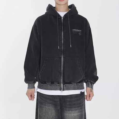 SAINT PAIN/ Logo Wash Zip hoodie