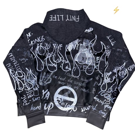 FNTY/Flying FLAME Hoodie "WASHED BLACK"