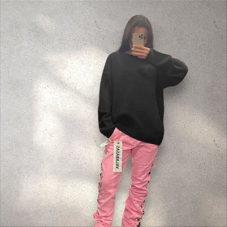 3.14π / today is goodday Waffle knit "BLACK"