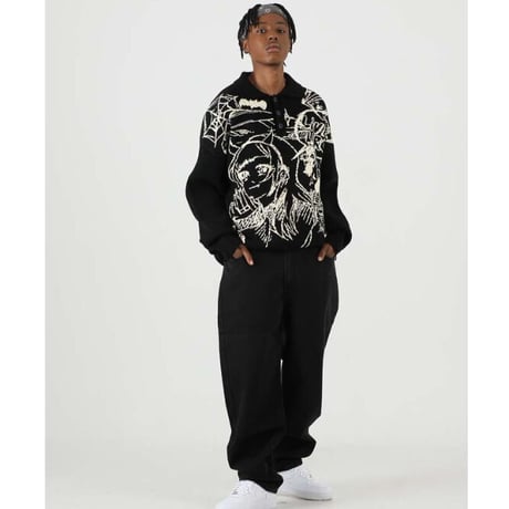 FNTY/Knitted Praying girl Sweater  "BLACK "