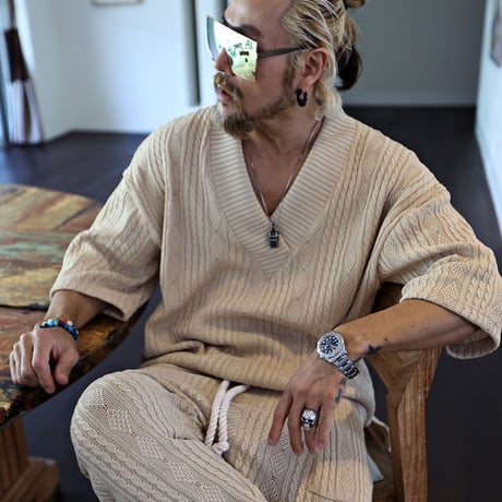 By The R/ Summer Knit Pants SET UP "BEIGE"
