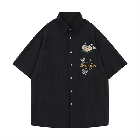 Mismatch NYC/Flower Sheer Shirts  (BLACK/BROWN)