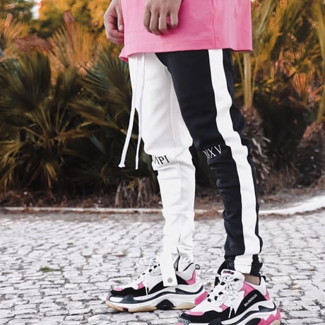 GUAPI/FUSION Track Pants　BLACK×WHITE