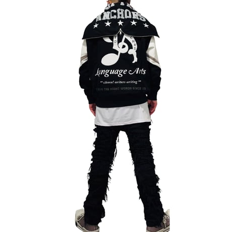 LIFTED ANCHORS/ Varcity 2way Zip Hoodie (Black)