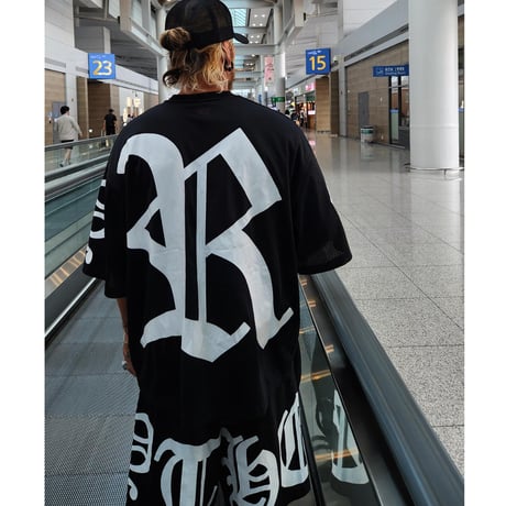 By The R/Big Lettering Mesh Tshirts (Set UP)  BLACK
