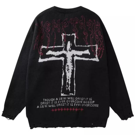 Mismatch NYC/ Cross Damage Knit  BLACK