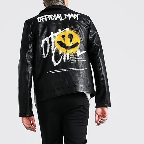 BOOHOO /Paint Art SMILE Biker Jacket