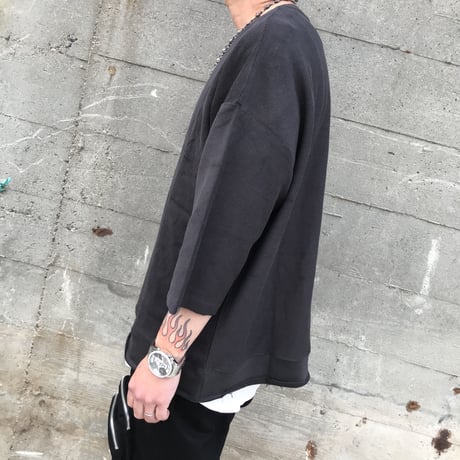 Mismatch NYC/inside out cut off crewneck VINTAGE  BLACK