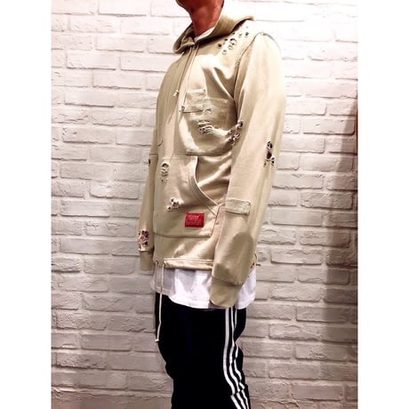 Reason Clothing Newyork/Dameged フーディー・  ベージュ