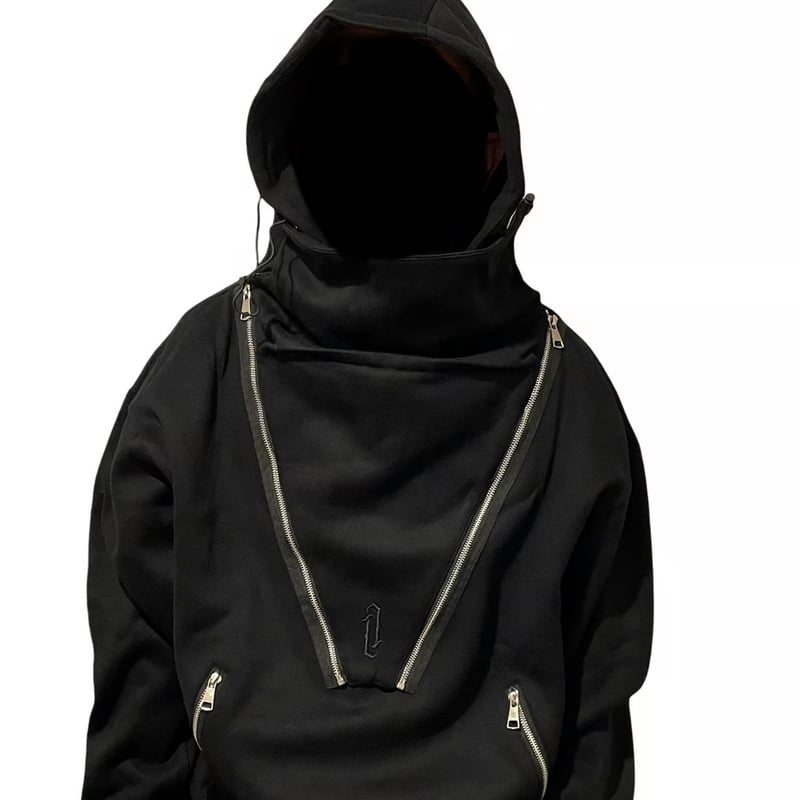 まめ◡̈︎* Mismatch NYC/Ninja Zip Hoodie BLACK | BINGOSTAR