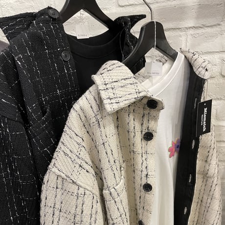Mismatch NYC/Oversized Tweed shirts  jacket CREAM